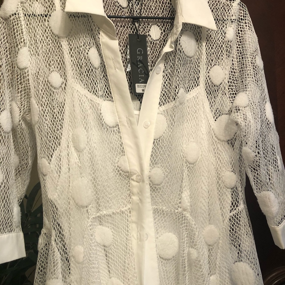 Gracia white net 2 piece dress